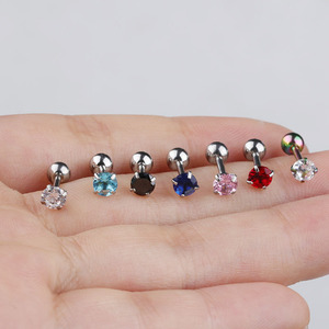 Zesen acciaio inox bilanciere borchie <span class=keywords><strong>orecchini</strong></span> 5mm elica <span class=keywords><strong>Tragus</strong></span> Piercing CZ orecchio borchia a forma di cuore zircone di diamante <span class=keywords><strong>per</strong></span> anniversario - Product Image 2