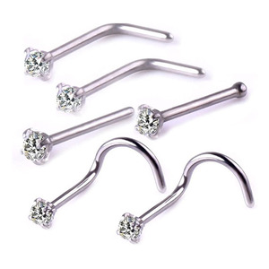 Stainless Steel Zircon Ear Cartilage Studs Black <b>Titanium</b> Nose <b>Rings</b> Prong Setting Heart Shape Gift Jewelry - Product Image 3