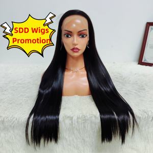 Perruques en dentelle frontale 13x4 lisses et super doubles tirées, promotion Letsfly, cheveux humains vierges naturels bruts, lisses comme des baguettes, 18-28 pouces - Product Image 1