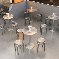 Table Ronde Fine en Acier Inoxydable Massif, Table de Salle à Manger Commerciale pour Cafés et Salons de Thé, Idéale pour les Banquettes, Vente en Gros à l'Exportation