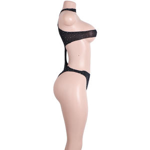 Bodysuit Rhinestone Detaylı Tanga Tasarımlı Striptiz Kulüp Kıyafeti File Dans Kostümü Egzotik Gece Yaşamı Performansları Büyük Beden Kulüp Kıyafeti - Product Image 5