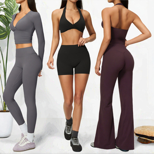 <b>Women</b> Yoga Set Flare Pants Quick Dry Seamless Fitness Workout Activewear Custom Logo - Product Image 3