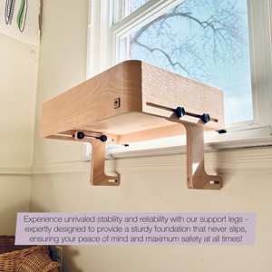 나무 조정 고양이 창 퍼치 고양이 해먹 등반 선반 넓은 공간 고양이 수면 놀이 및 라운징을위한 매트와 행복 - Product Image 5