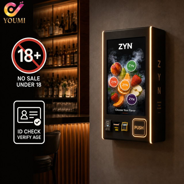 Space Saving Wall Mounted ZYN SNUS Mini Vending Machine with ID Scanner & 32 Inch Touch Screen for Nightclub Adult Business