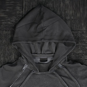 Sudaderas con Capucha y Pantalones Deportivos Personalizados para Hombre, de Algodón, Estilo Francés, Holgados, Negros, con Pedrería - Product Image 4
