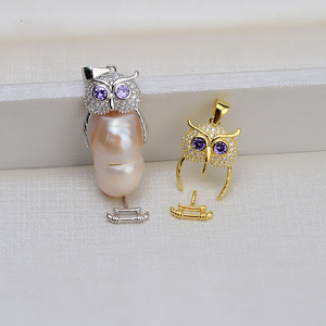 Handmade S925 Silver Baroque <b>Pearl</b> <b>Pendant</b> Female Owl Design Empty Setting 1421 DIY Accessories for Female Fine <b>Pendants</b> <b>Charms</b> - Product Image 1