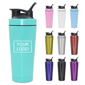 Wholesale 24oz Stainless Steel Double Wall Blender Thermal 750ML Protein Shakes Bottles Gym for Climbing