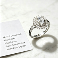 Bagues en laiton plaqué platine, pierres étincelantes élégantes pour les fêtes d'anniversaire, les mariages, les anniversaires de mariage, bijoux de mode, cadeaux