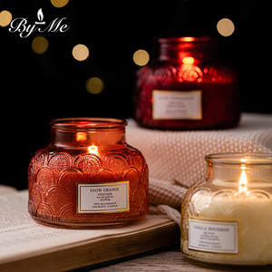 Bougies parfumées en verre gaufré et acier inoxydable, format petit tambour, du fabricant, pour festivals, Diwali, en cire de soja, aromathérapie, vente en gros - Product Image 2