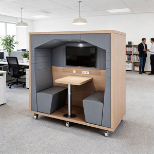 Cabina Acústica Insonorizada para Oficina Comercial, Cabina de Reuniones con Tomacorriente y Ruedas para Negocios - Product Image 4