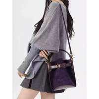 Sac seau Colefa pour femme, nouvelle collection printemps 2026, tendance, porté épaule ou croisé, design de niche, haut de gamme, violet, en velours imitation daim