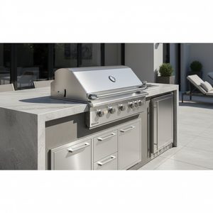 شواية غاز تجارية جديدة بخمسة مواقد من الفولاذ المقاوم للصدأ مع نظام أمان للهب وإشعال إلكتروني، مصممة للمطابخ الخارجية الكبيرة - Product Image 1