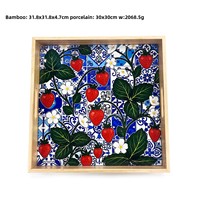 Fabrieksdirecte verkoop grensoverschrijdende Japanse stijl hoogwaardige keramische serveer borden fruit schalen houten decoratieve