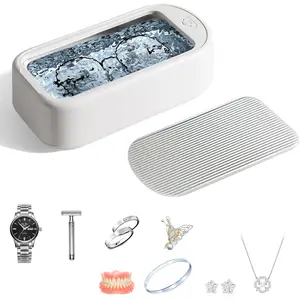 Multi-Function 2 Timer Modes Stainless Steel Household Jewelry Glasses Silver Denture Portable Ultrasonic Cleaner