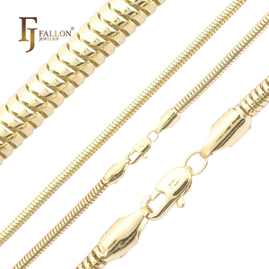 سلسلة ثعبان مجوفة مستديرة من مجوهرات FJ Fallon بطول 20 سم وسمك 2.4 مم، مطلية بالذهب عيار 14 قيراط على قاعدة نحاسية - Product Image 3