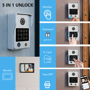 Anjielo 스마트 투야 WiFi <span class=keywords><strong>4</strong></span> 선 비디오 도어 폰 인터콤 시스템 1V4 모니터 1080P 해상도 동작 감지 - Product Image 2