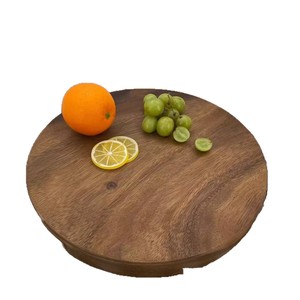 Tabla de cortar de cocina de madera de acacia, redonda, gruesa, de madera maciza, antideslizante, para cortar huesos - Product Image 5