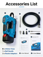 18V Battery Powered Cordless Air Inflator Portable Digital Tire Pump Auto Tyre Inflation Compressor for Car Bicycle