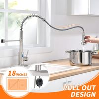 Robinet de cuisine intelligent à poignée unique, design moderne, sans contact, en acier inoxydable, avec valve en céramique, à monter sur plan, monotrou, avec lumière LED extractible