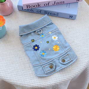 Chaqueta Estilo Denim para Mascotas - Abrigo para Perro con Estampado Adorable y Decoración de Lazo, Atuendo Casual Diario para Perros Pequeños y Medianos - Product Image 6
