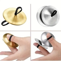 Brass Stainless Steel Orff Percussion Instrument Stage Dance Teaching Musical Tool Elastic Finger Strap Finger Cymbal