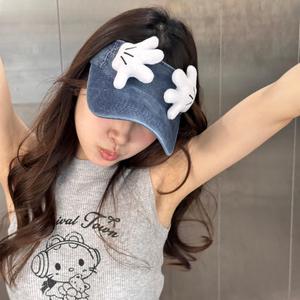 <span class=keywords><strong>Mickey</strong></span> <span class=keywords><strong>Gants</strong></span> Rayé Design Chapeau Vide Mignon Dessin Animé Sports UV-Proof Niche Chapeau De Protection Solaire - Product Image 3