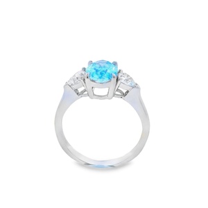 Qinglong Jewelry Custom 10K14K18K White Gold Synthetic Gemstones Classic Oval Cut 1ct Wedding & Party Fashion <b>Ring</b> for Women - Product Image 2