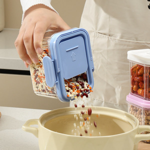 Hand Held Airtight <b>Storage</b> <b>Container</b> For Grains Cereals Snacks Food Grade Rectangle Clip On Lid Multi Color Kitchen Organizer - Product Image 3