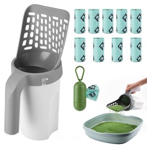 כף ניקוי חול לחתולים ניידת עם פח אשפה - Product Image 1