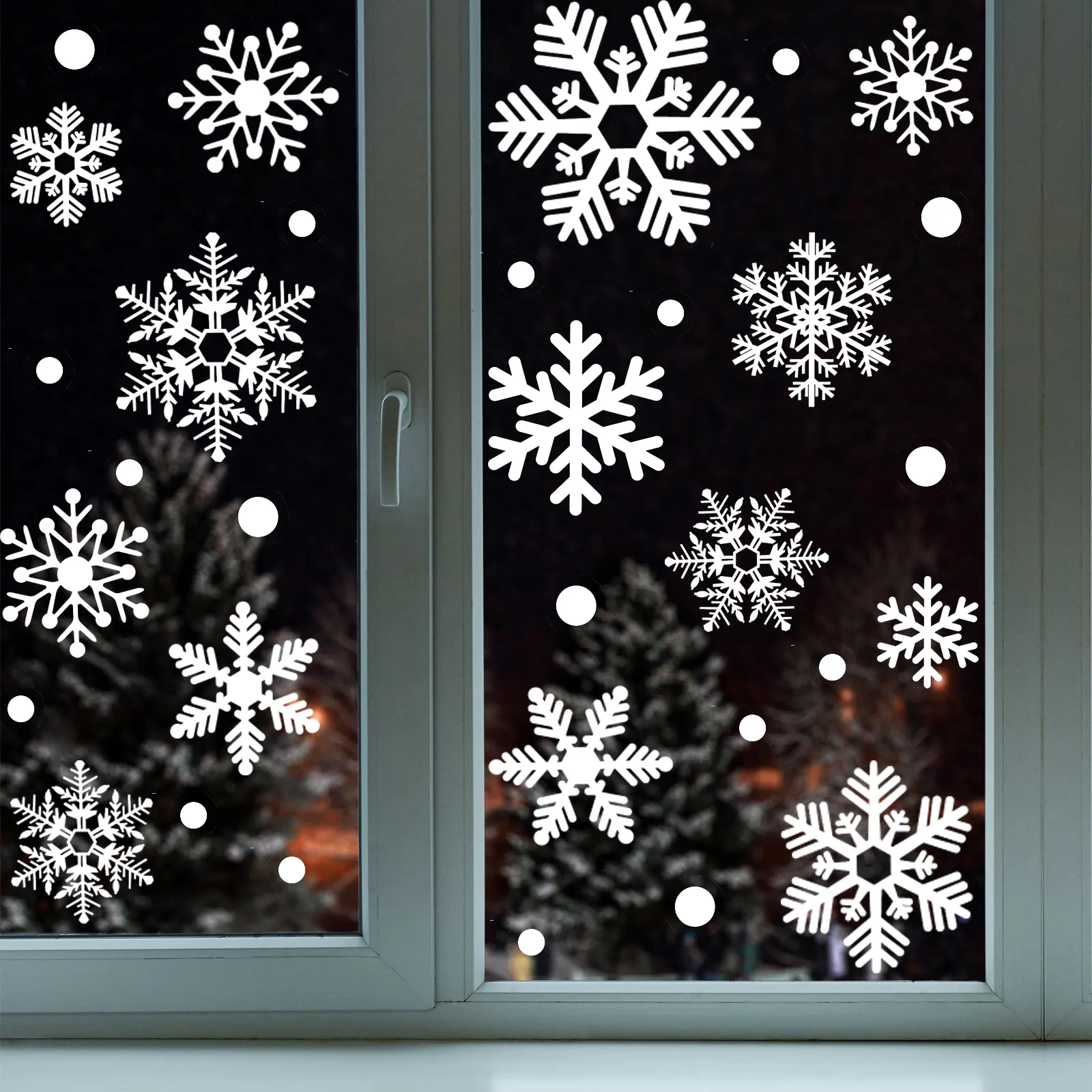 Christmas White Snowflakes Window Clings Decal Stickers Ornaments for Winter Frozen New Year Party Wonderland Decorations