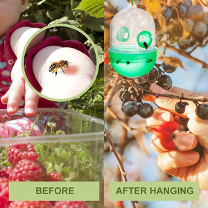 Piège à guêpes réutilisable en plastique à suspendre, répulsif et sans danger, pour la lutte antiparasitaire à la maison et au jardin - Product Image 6