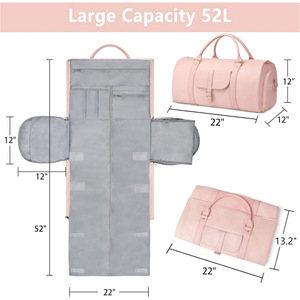편리한 접이식 여성 PU 가죽 비행기 출장 및 여행 더플 백을위한 의류 가방 휴대 - Product Image 2