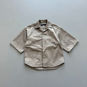 2025 Latest Design Custom High Quality Blank Plain Work Shirts Unisex <b>Short</b> <b>Sleeve</b> Loose Casual Wear <b>Button</b> <b>up</b> Shirt - Product Image 1