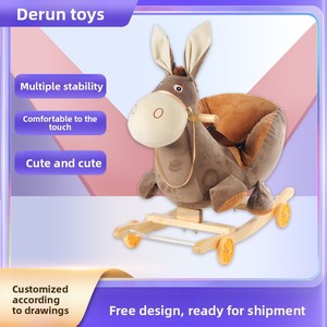 <span class=keywords><strong>Chaise</strong></span> à bascule en peluche pour enfants avec base en bois et musique pour apaiser bébé, âges 4-6 ans - Product Image 3