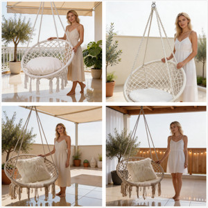 Wholesale Heavy Duty Hanging Chair for Indoor and Outdoor Reinforced Single Seater <b>Swing</b> for Hotel and Commercial Projects - Product Image 4