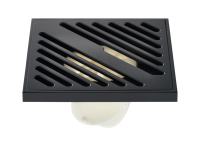 Siphon de sol carré moderne en laiton électroplaqué de 4 pouces avec filtre anti-retour pour salle de bain, machine à laver et douche