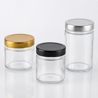 Bocal en verre alimentaire transparent avec couvercle métallique, plusieurs tailles et options de couvercles en étain pour l'emballage de bonbons, d'épices et de snacks