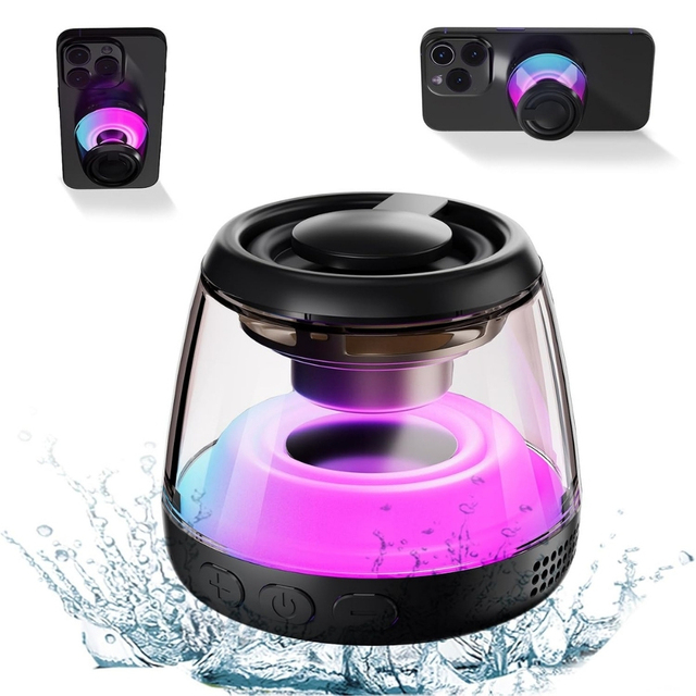 Magnetic Wireless Speaker Mini BT RGB Light Show Portable, Phone Stand Speaker for Android Phone All Smartphones