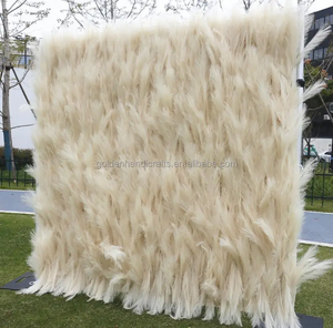 Backdrop dinding bunga kain sutra gulung 8ft x 8ft warna ivory, campuran Pampas, Baby's Breath, <span class=keywords><strong>Phalaenopsis</strong></span>, mawar, dekorasi dinding Natal - Product Image 5