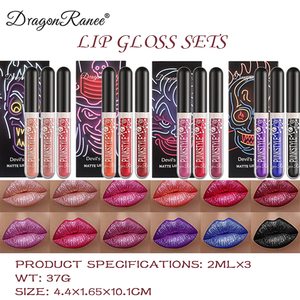 3Pcs Matte Liquid Lipstick Set Glitter Diamond Shining Lip Gloss Gothic Makeup Set 24 Hour Long Lasting Waterproof <span class=keywords><strong>Halloween</strong></span> Mak - Product Image 2