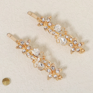 Miallo 2 cái/bộ kim loại hoa Bobby pins lấp lánh Rhinestone tóc Clip barrettes Phụ kiện tóc cưới - Product Image 3