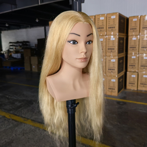 Nouvelle arrivée : <span class=keywords><strong>tête</strong></span> de mannequin d'entraînement pour coiffure avec 100 cheveux humains réels, pour la coiffure, le maquillage <span class=keywords><strong>et</strong></span> le style de cheveux - Product Image 1