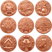 Pièce de monnaie commémorative en cuivre fin 999, thème de Noël personnalisé, 1 oz, 2 oz, 5 oz, 10 oz, pièce de monnaie de défi en relief 3D