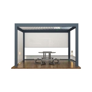 Système de toit d'ombrage de gazebo de jardin imperméable à l'eau bon marché <span class=keywords><strong>Pergola</strong></span> à persiennes extérieure en aluminium - Product Image 3