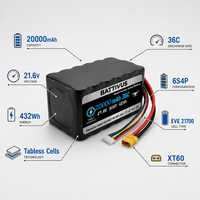 Batterie de drone de relevé aérien sans pilote BATTIVUS 20000mAh 21.6V 432Wh 36C 6S4P XT60 INR21700-50PL avec décharge 25C Lipo FPV Akku Pack