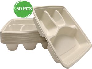 Contenants alimentaires jetables et compostables en bagasse de canne à sucre à 2/3/4/5/6/7 compartiments, boîtes à emporter, assiettes de traiteur, plateaux alimentaires - Product Image 2
