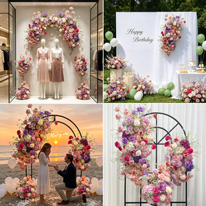 Romantic Multi-Tone Pink Purple Full Wedding Arch <b>Flower</b> Set <b>Artificial</b> Floral Arrangement for Complete Wedding Backdrop - Product Image 4