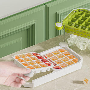 Multifunctional Press Type Ice <b>Cube</b> Mold Food Grade Plastic Metal Ice Cream Scoop Homemade Frozen Refrigerator <b>Storage</b> <b>Lid</b> <b>Box</b> - Product Image 2