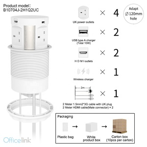 Boîte de table de conférence USB, portable, avec chargeur sans fil et chargeur USB - Product Image 3