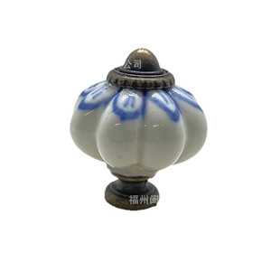 Hand Painted <b>Ceramic</b> Pumpkin Shape <b>Drawer</b> <b>Knob</b> Traditional Design Durable For Furniture Handles - Product Image 2